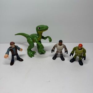 Fisher Price Imaginext Jurassic World Lot of 4: Figures & Raptor Dino Mattel Toy